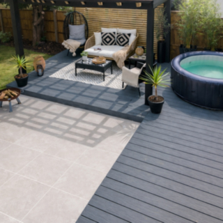Composite Prime Hd Deck Dual Natural Oak / Slate Deckboard 22.5X143X3600mm