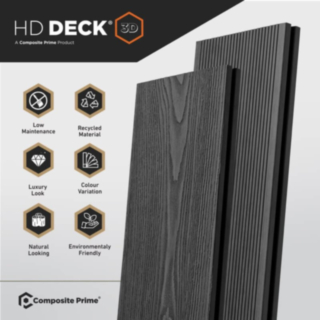 Composite Prime Hd Deck 3D Black Oak Deckboard 25X146X3600mm