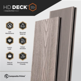 Composite Prime Hd Deck 3D Weathered Oak Deckboard 25X146X3600mm