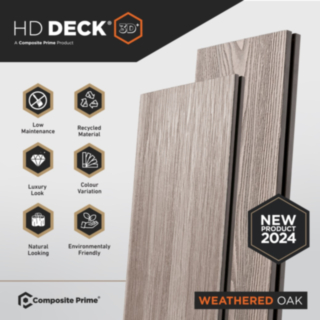 Composite Prime Hd Deck 3D+ Weathered Oak Deckboard 25X146X3600mm