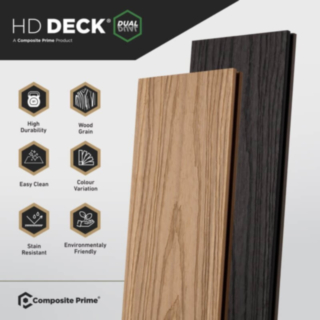 Composite Prime Hd Deck Dual Natural Oak / Slate Deckboard 22.5X143X3600mm
