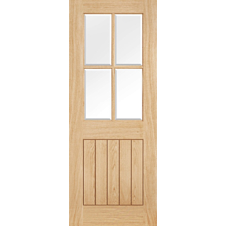 Lpd Oak Belize Unfinished 4 Light With Clear Bev Glass  Door