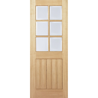 Lpd Oak Mexicano Pre-Finished 6 Light With Clear Bev Glass Door